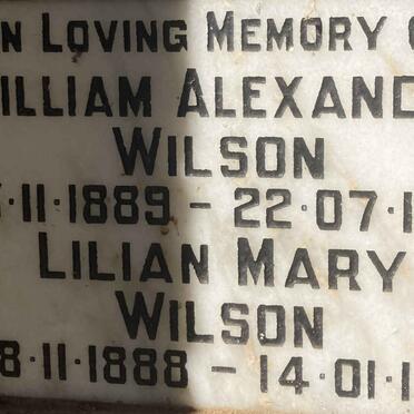 WILSON William Alexander 1889-1961 & Lilian Mary 1888-1991
