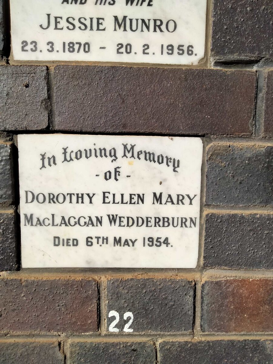 WEDDERBURN Dorothy Ellen Mary MacLaggan -1954