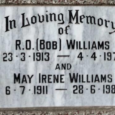 WILLIAMS R.O. 1913-1977 & May Irene 1911-1986
