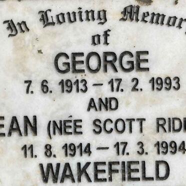 WAKEFIELD George 1913-1993 & Jean SCOTT-RIDDELL 1914-1994