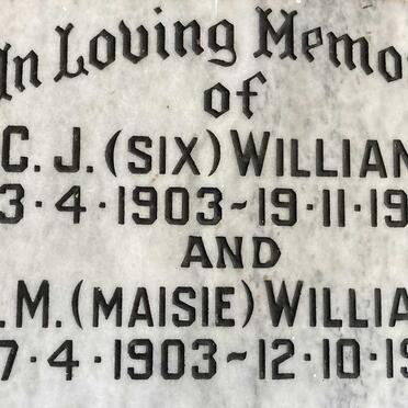 WILLIAMS C.J. 1903-1975 & A.M. 1903-1986