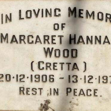 WOOD Margaret Hannah 1906-1972