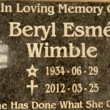 WIMBLE Beryl Esme 1934-2012