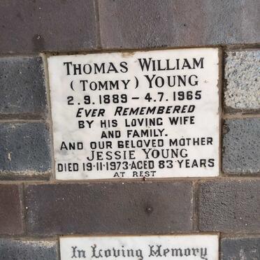 YOUNG Thomas William 1889-1965 & Jessie -1973
