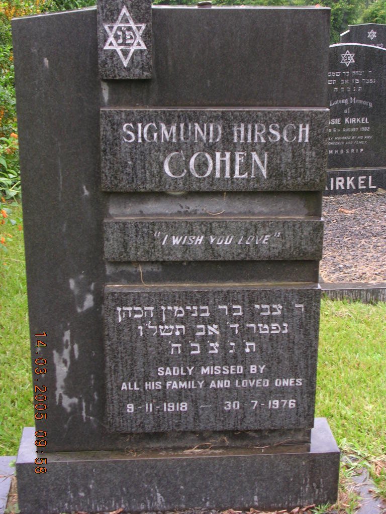 COHEN Sigmund Hirsch 1918-1976