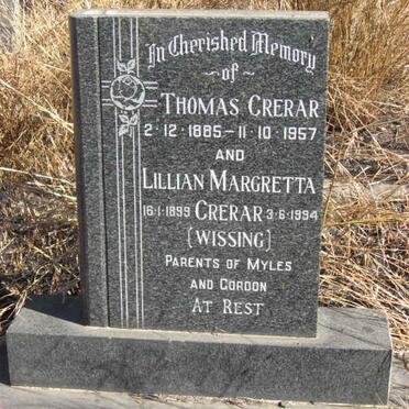 CRERAR Thomas 1885-1957 &amp; Lillian Margretta WISSING 1899-1994