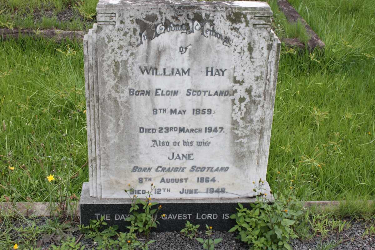 HAY William 1859-1947 &amp; Jane 1864-1948