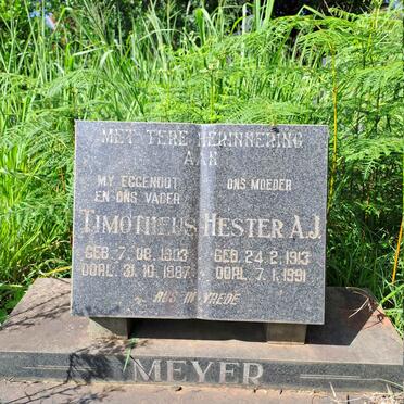 MEYER Timotheus 1903-1987 & Hester A.J. 1913-1991