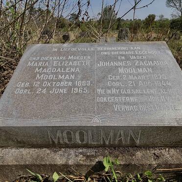 MOOLMAN Johannes Zacharia 1873-1944 & Maria Elizabeth Magdalena 1883-1965