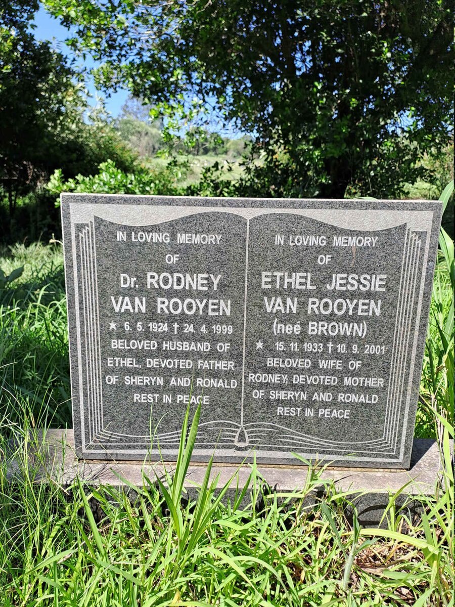 ROOYEN Rodney, van 1924-1999 & Ethel Jessie BROWN 1933-2001