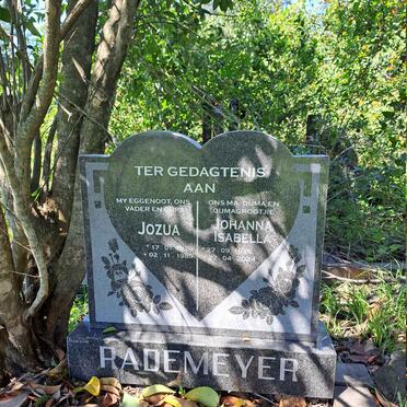 RADEMEYER Jozua 1928-1989 & Johanna Isabella 1926-2024