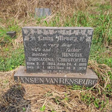 RENSBURG Hendrik Christoffel, Jansen van 1898-1979 & Burnadina 1904-1977