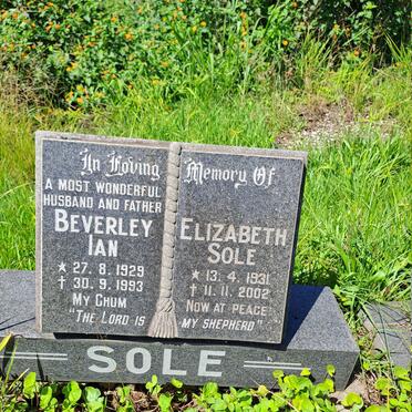 SOLE Beverley Ian 1929-1993 & Elizabeth 1931-2002