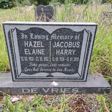VRIES Jacobus Harry, de 1936-2015 & Hazel Elaine 1932-1982