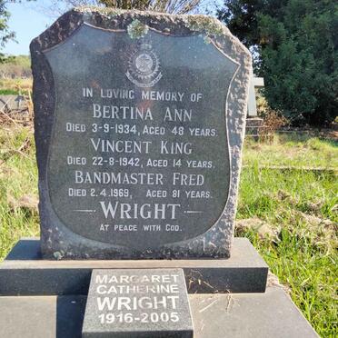 WRIGHT Fred -1969 & Bertina Ann -1934 :: WRIGHT Vincent King -1942 :: WRIGHT Margaret Catherine 1916-2005
