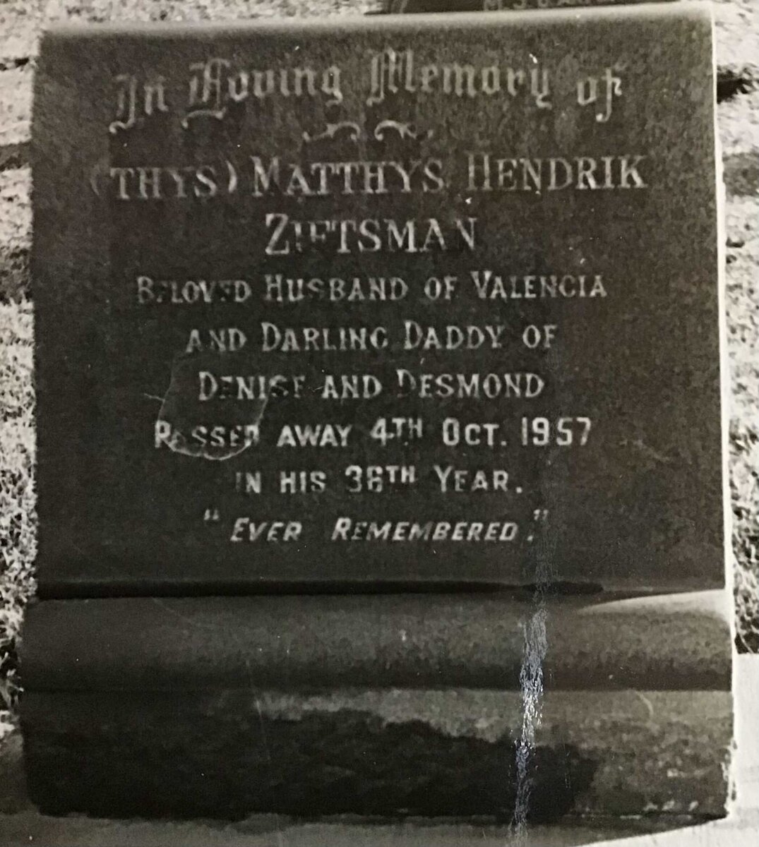 ZIETSMAN Matthys Hendrik -1957