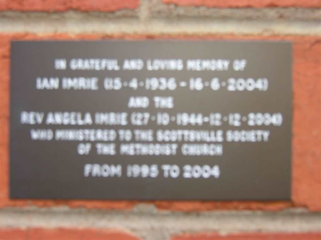 IMRIE Ian 1936-2004 &amp; Angela 1944-2004