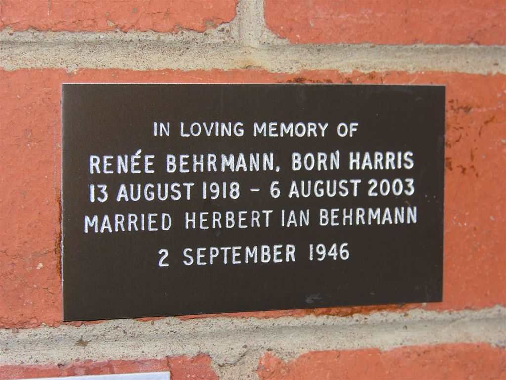 BEHRMANN Renée née HARRIS 1918-2003