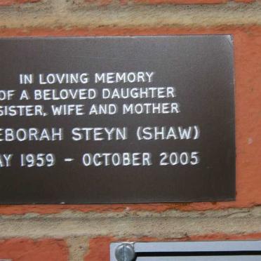 STEYN Deborah née SHAW 1959-2005