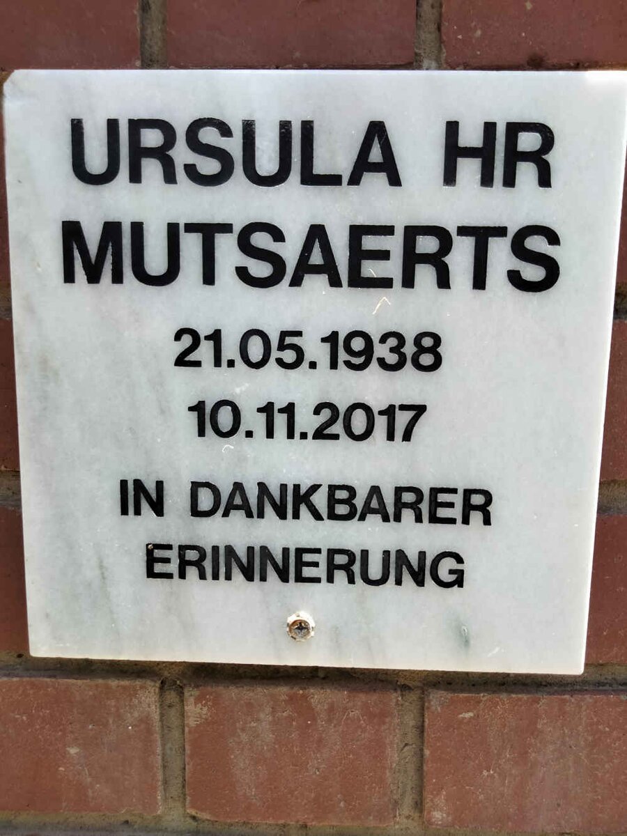 MUTSAERTS Ursula H.R. 1938-2017