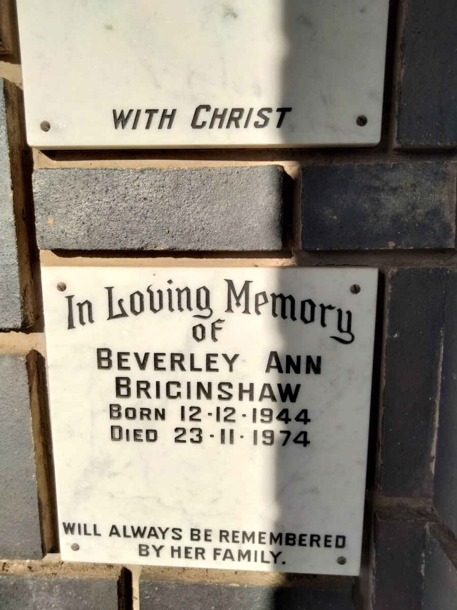BRIGINSHAW Beverley Ann 1944-1974