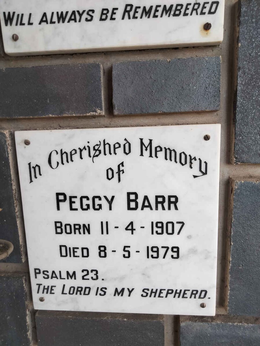 BARR Peggy 1907-1979