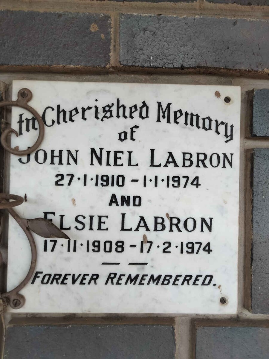LABRON John Niel 1910-1974 &amp; Elsie 1908-1974