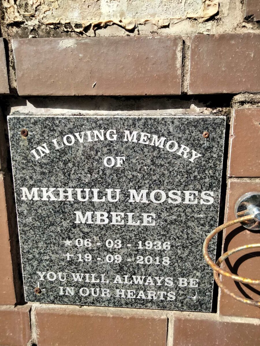 MBELE Mkhulu Moses 1936-2018