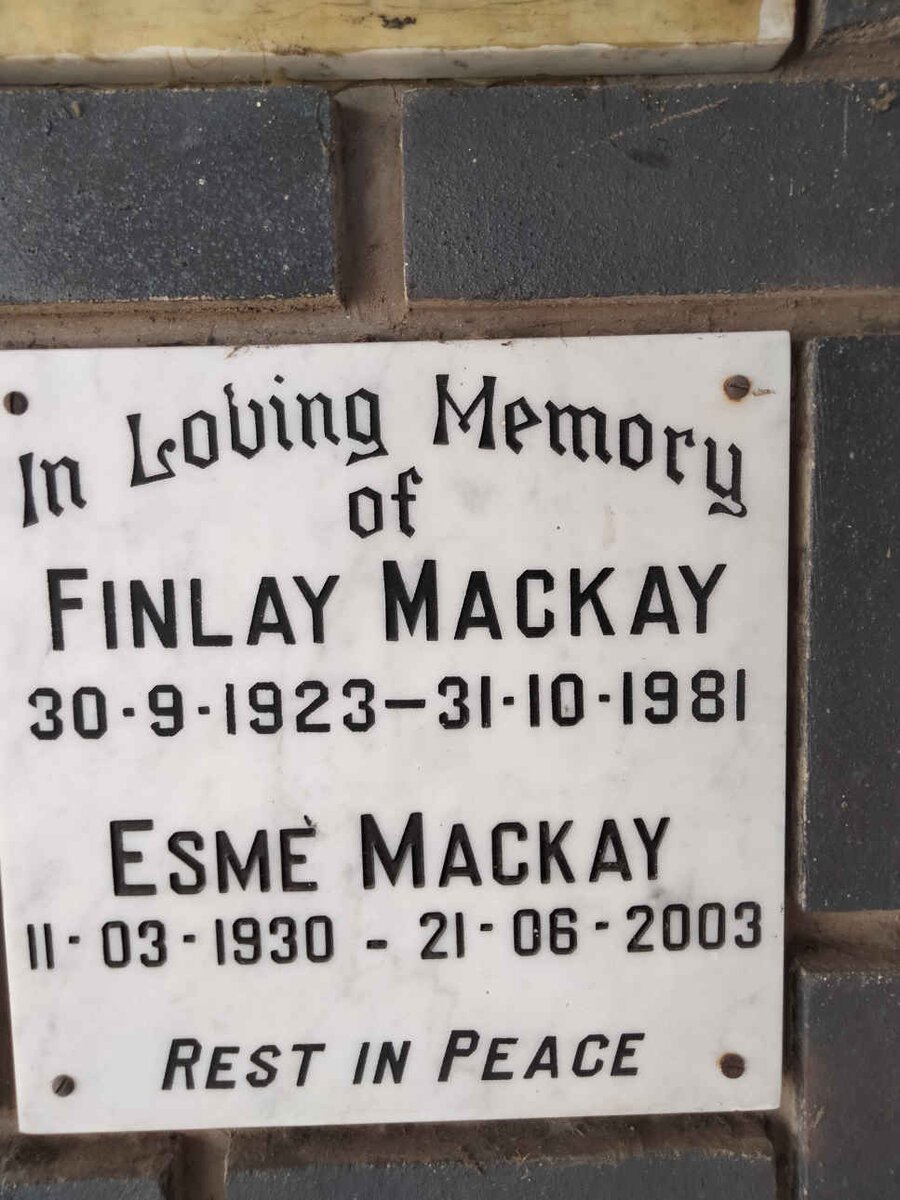 MACKAY Finlay 1923-1981 &amp; Esme 1930-2003