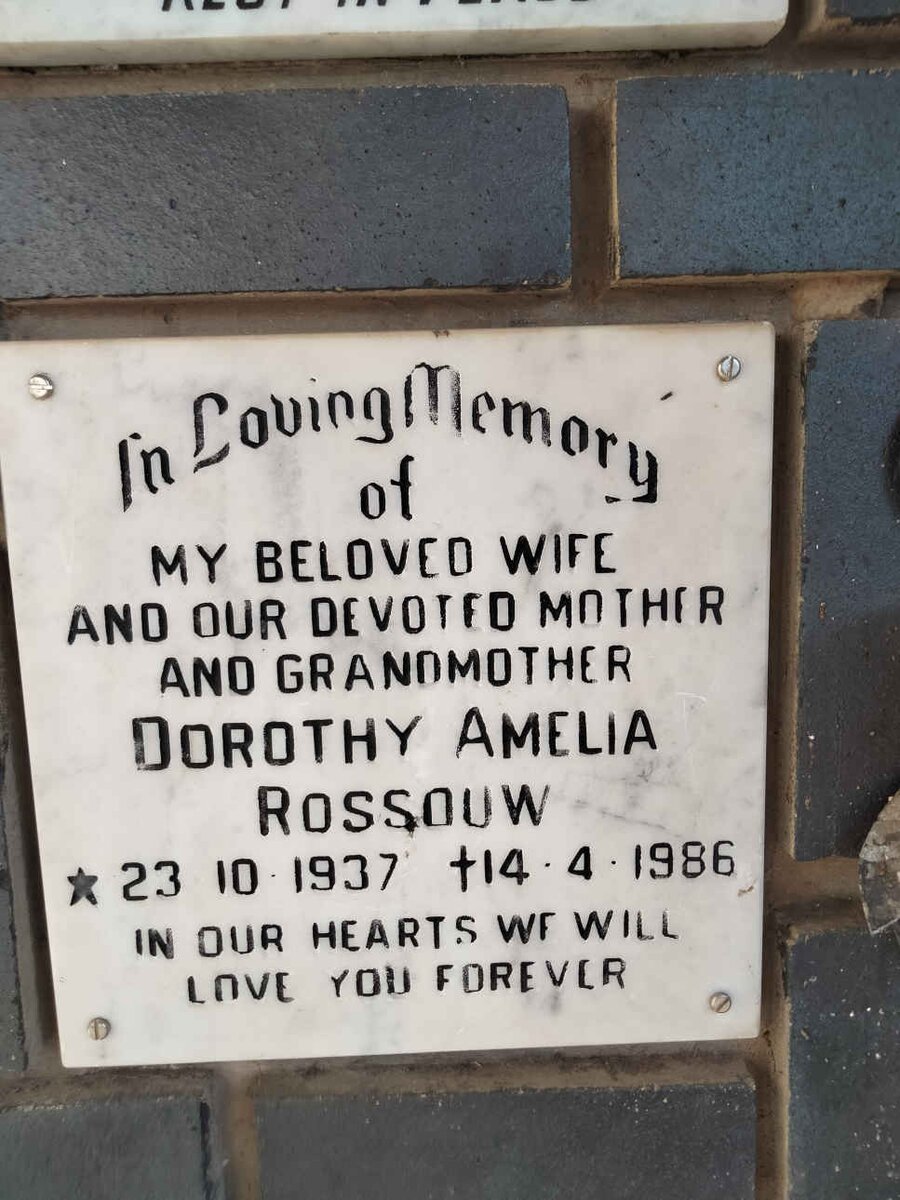 ROSSOUW Dorothy Amelia 1937-1986