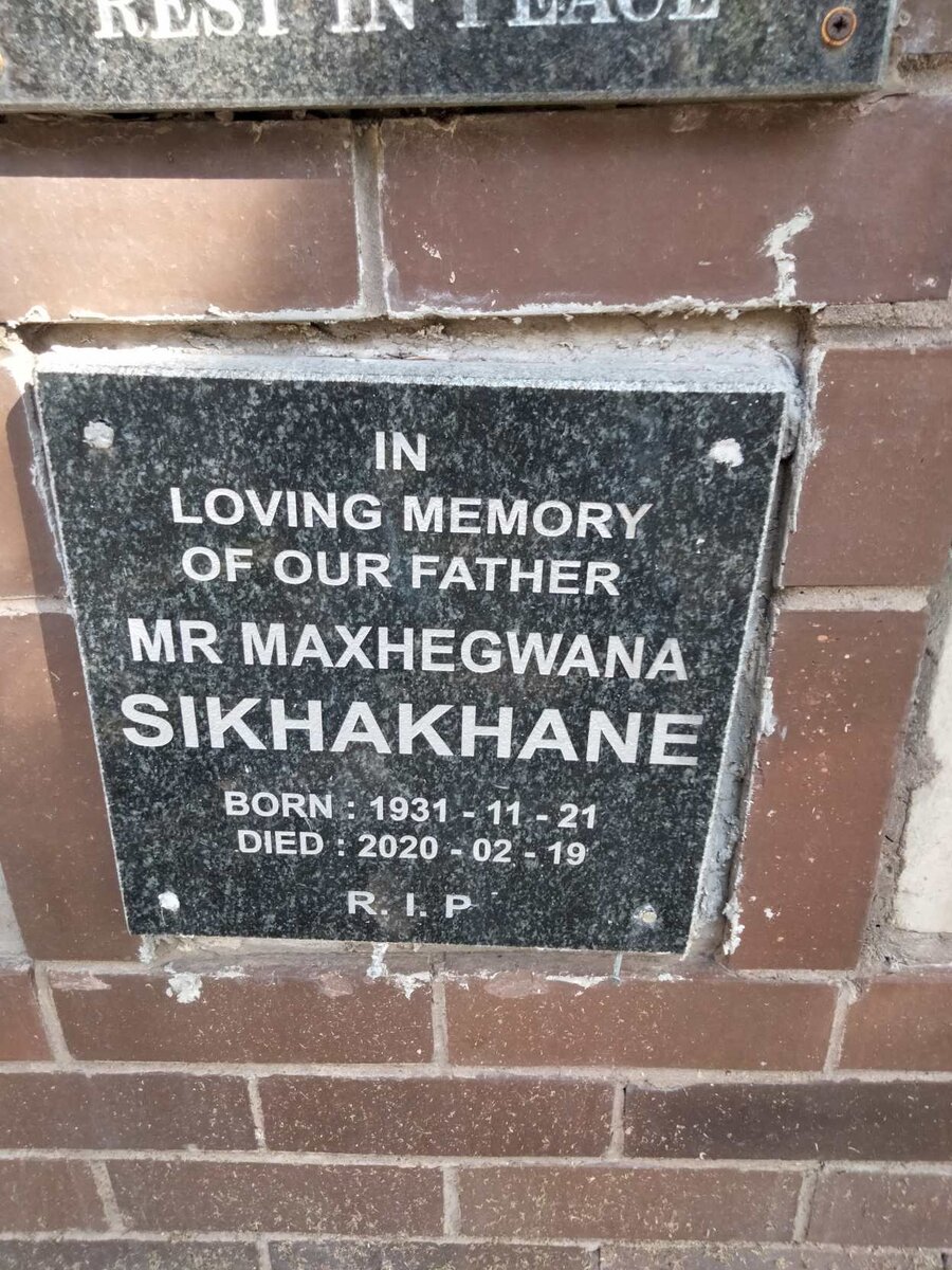 SIKHAKHANE Maxhegwana 1931-2020