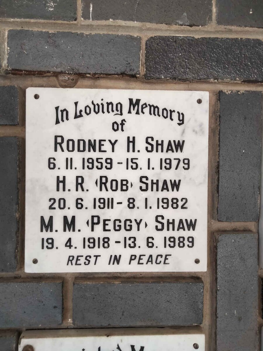 SHAW H.R. 1911-1982 &amp; M.M. 1918-1989 :: SHAW Rodney H. 1959-1979
