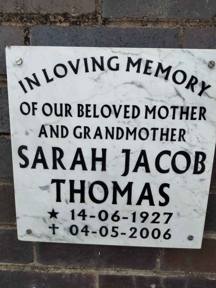 THOMAS Sarah Jacob 1927-2006