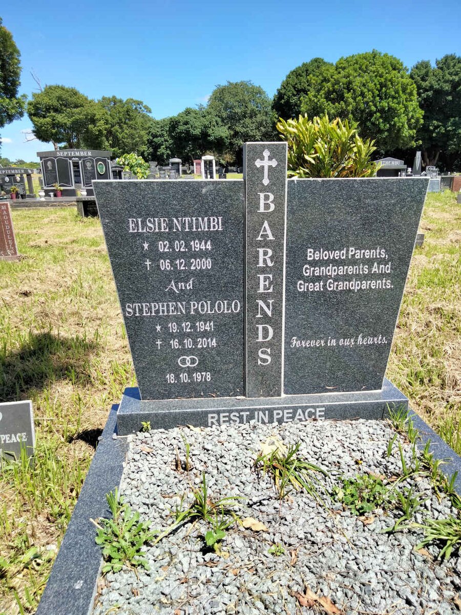 BARENDS Stephen Pololo 1941-2014 & Elsie Ntimbi 1944-2000