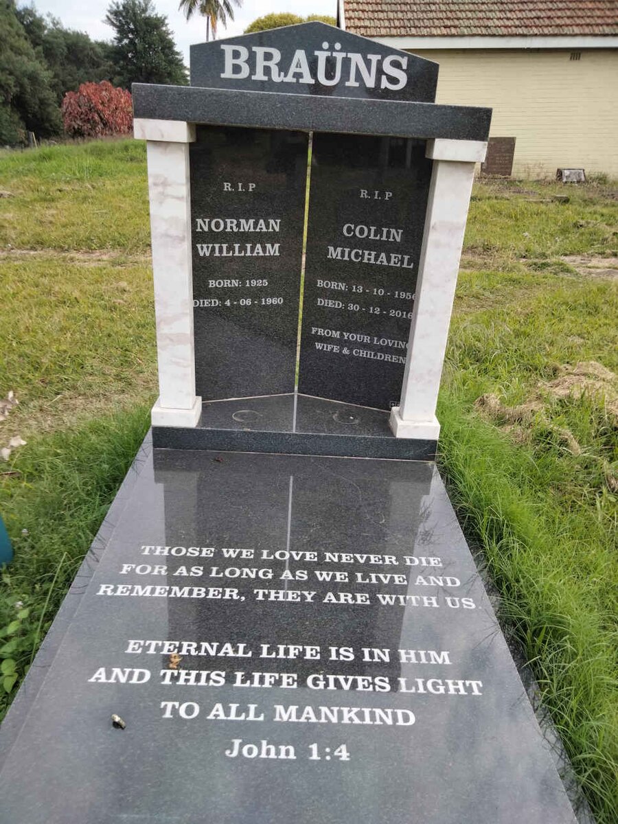 BRAUNS Norman William 1925-1960 :: BRAUNS Colin Michael 1956-2016