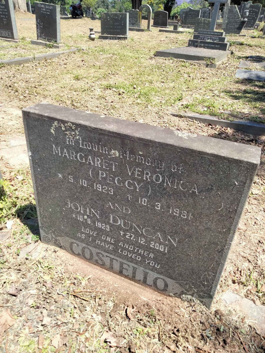 COSTELLO John Duncan 1923-2001 &amp; Margaret Veronica 1923-1981