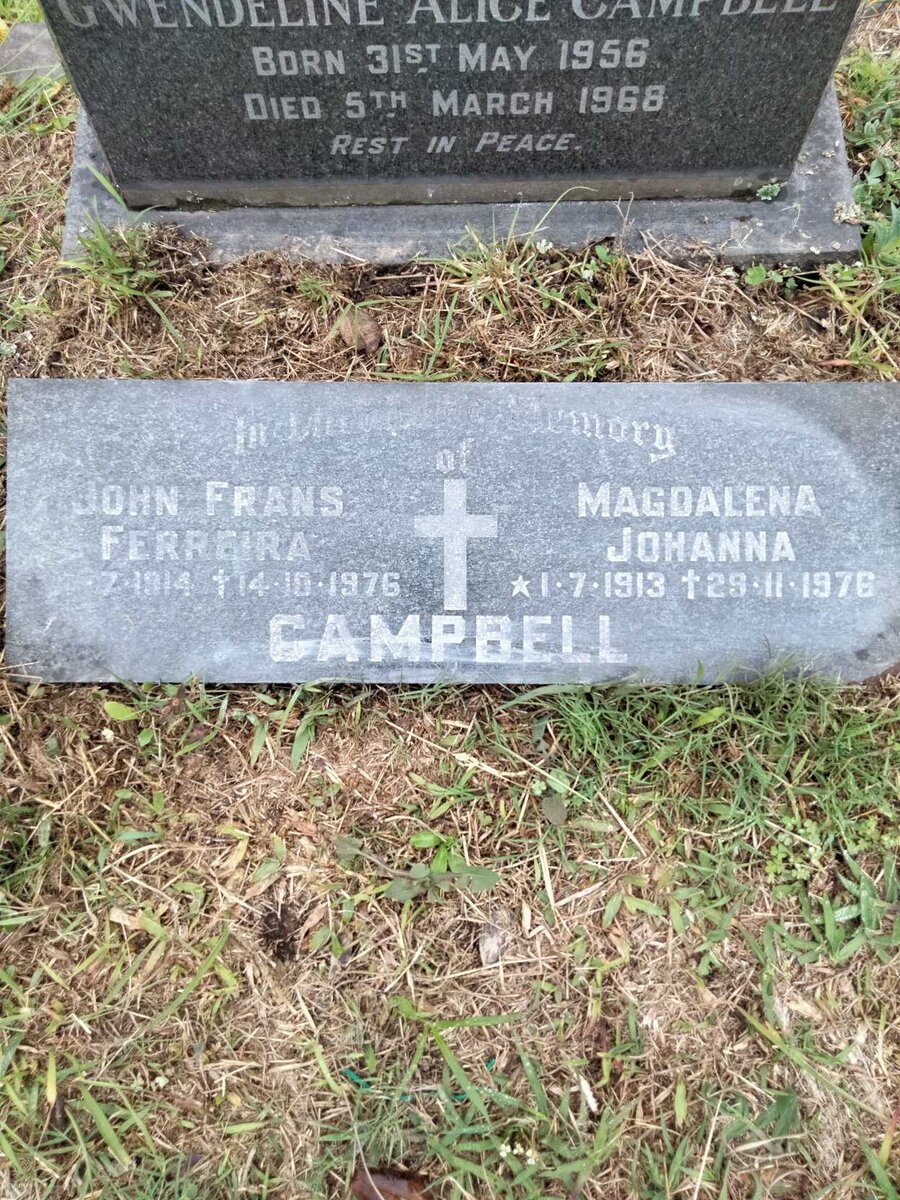 CAMPBELL John Frans Ferreira 1914-1976 &amp; Magdalena Johanna 1913-1976 :: CAMPBELL Gwendeline Alice 1956-1968