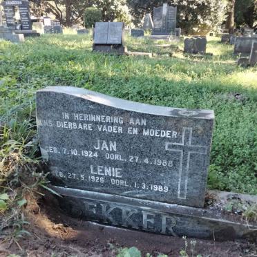 DEKKER Jan 1924-1988 &amp; Lenie 1926-1989