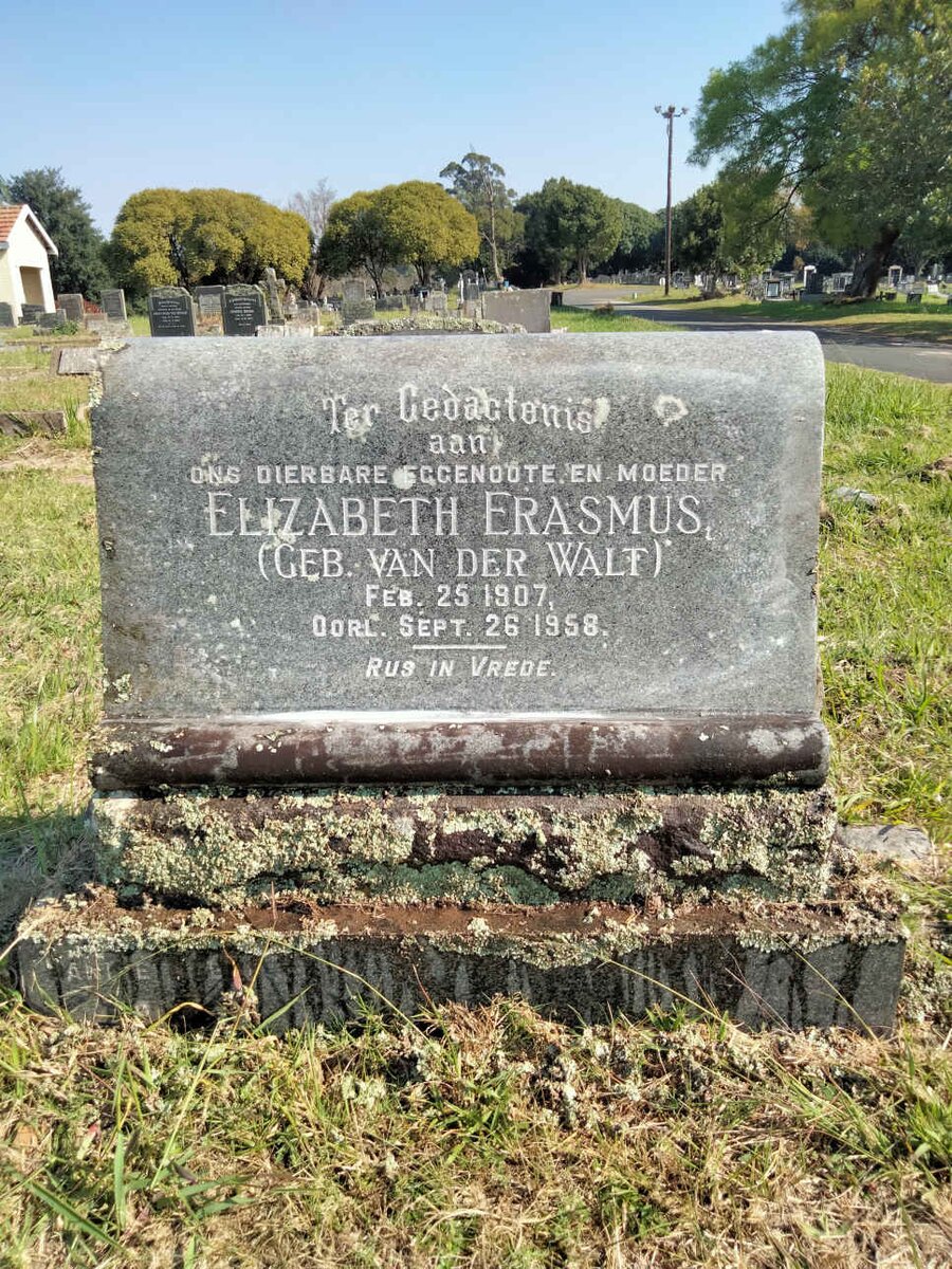 ERASMUS Elizabeth nee VAN DER WALT 1907-1958