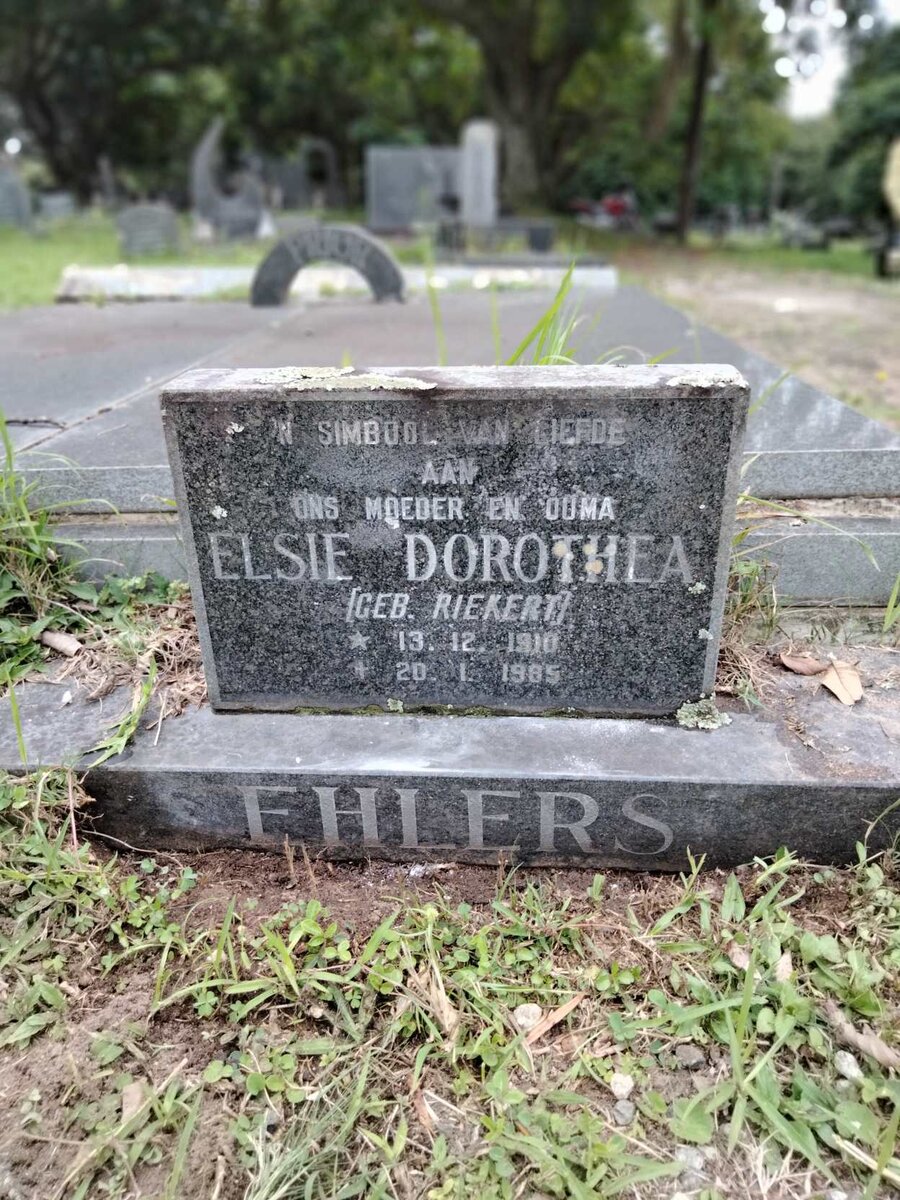 EHLERS Elsie Dorothea nee RIEKERT 1910-1985