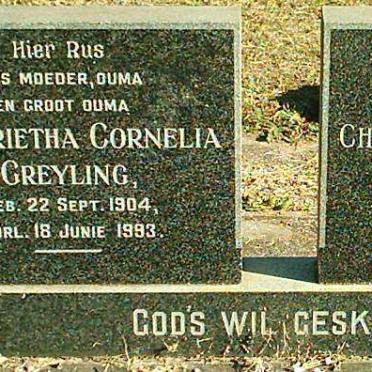 GREYLING Christoffel Johannes 1894-1962 &amp; Anna Magrietha Cornelia 1904-1993
