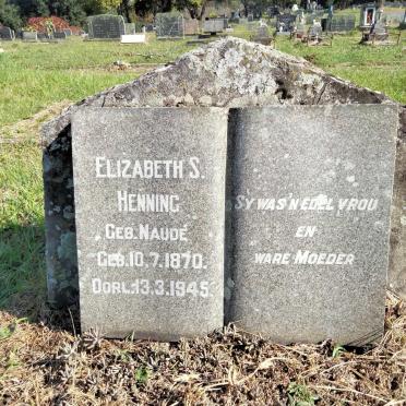 HENNING Elizabeth S. nee NAUDE 1870-1945