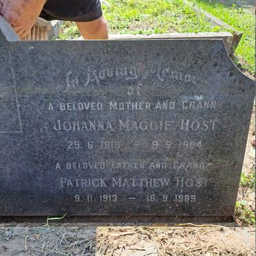 HOST Patrick Matthew 1913-1989 & Johanna Maggie 1919-1984