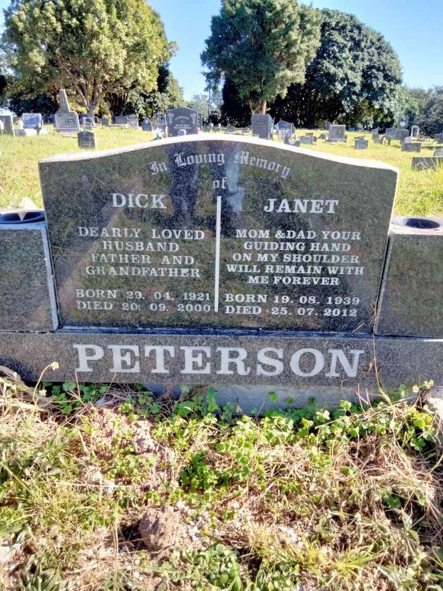 PETERSON Dick 1921-2000 & Janet 1939-2012
