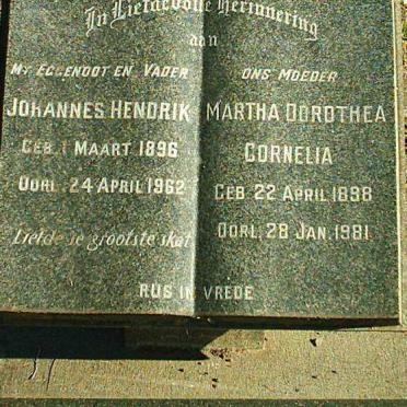WYK Johannes Hendrik, van 1896-1962 &amp; Martha Dorothea Cornelia 1898-1981