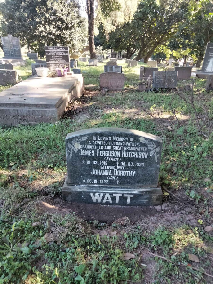 WATT James Ferguson Hutchison 1915-1993 Johanna Dorothy 1922-