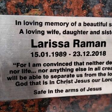 RAMAN Larissa 1989-2018