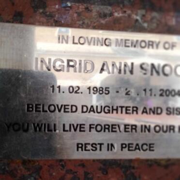 SNOOK Ingrid Ann 1985-2004