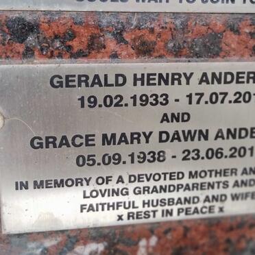 ANDERSON Gerald Henry 1933-2013 & Grace Mary Dawn 1938-2014