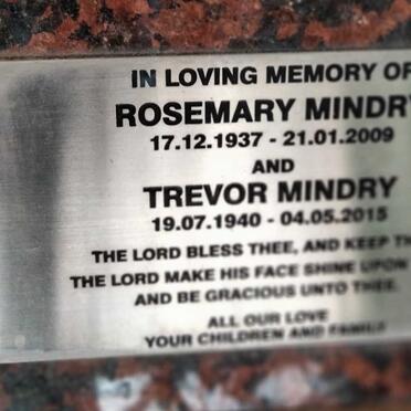 MINDRY Trevor 1940-2015 & Rosemary 1937-2009